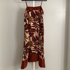 DKNY print Midi dress! Worn once! Brown with flower print. Bought at Saks 5th! L